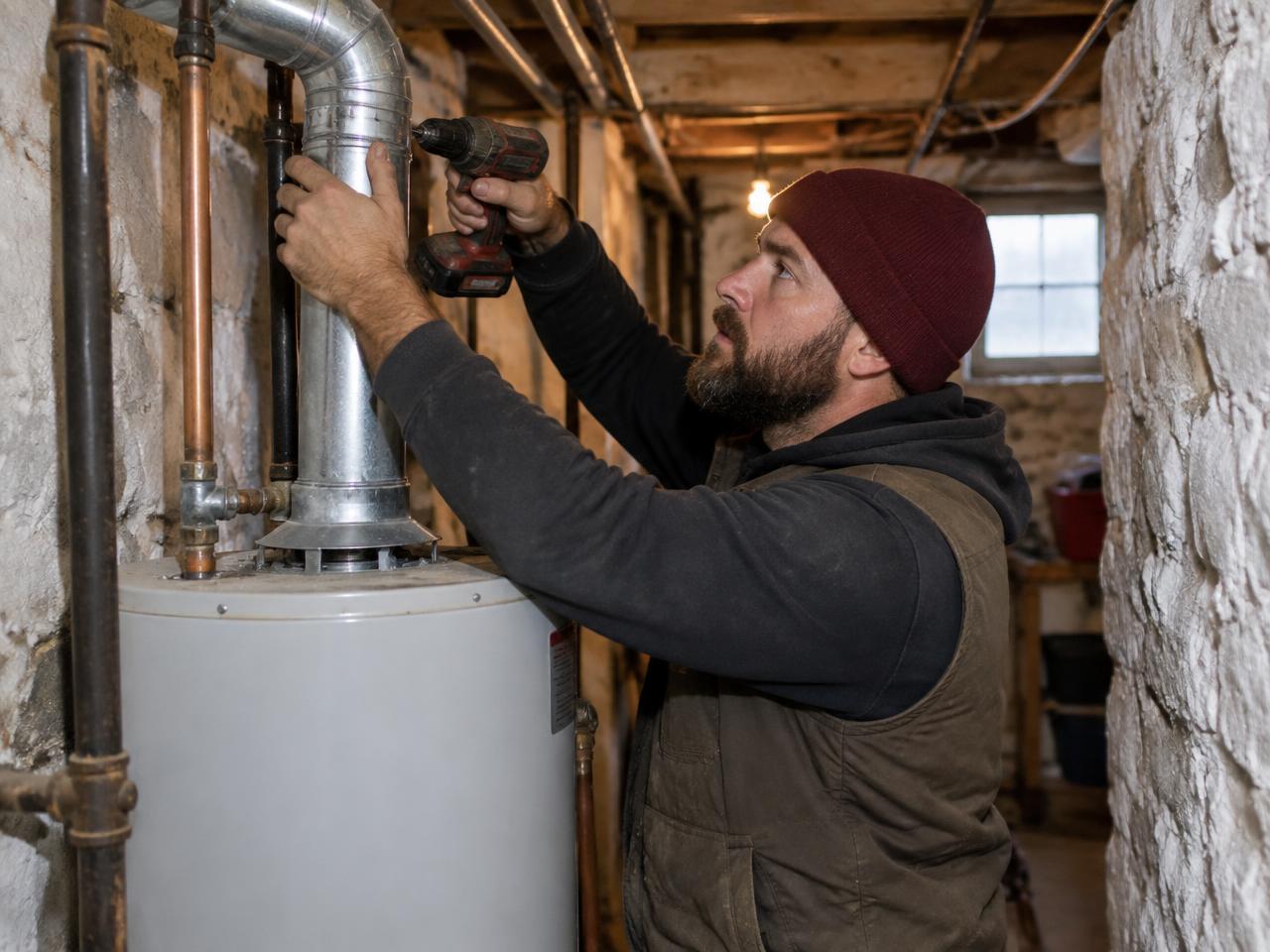 Measuring clearances before a Utica, NY water heater replacement