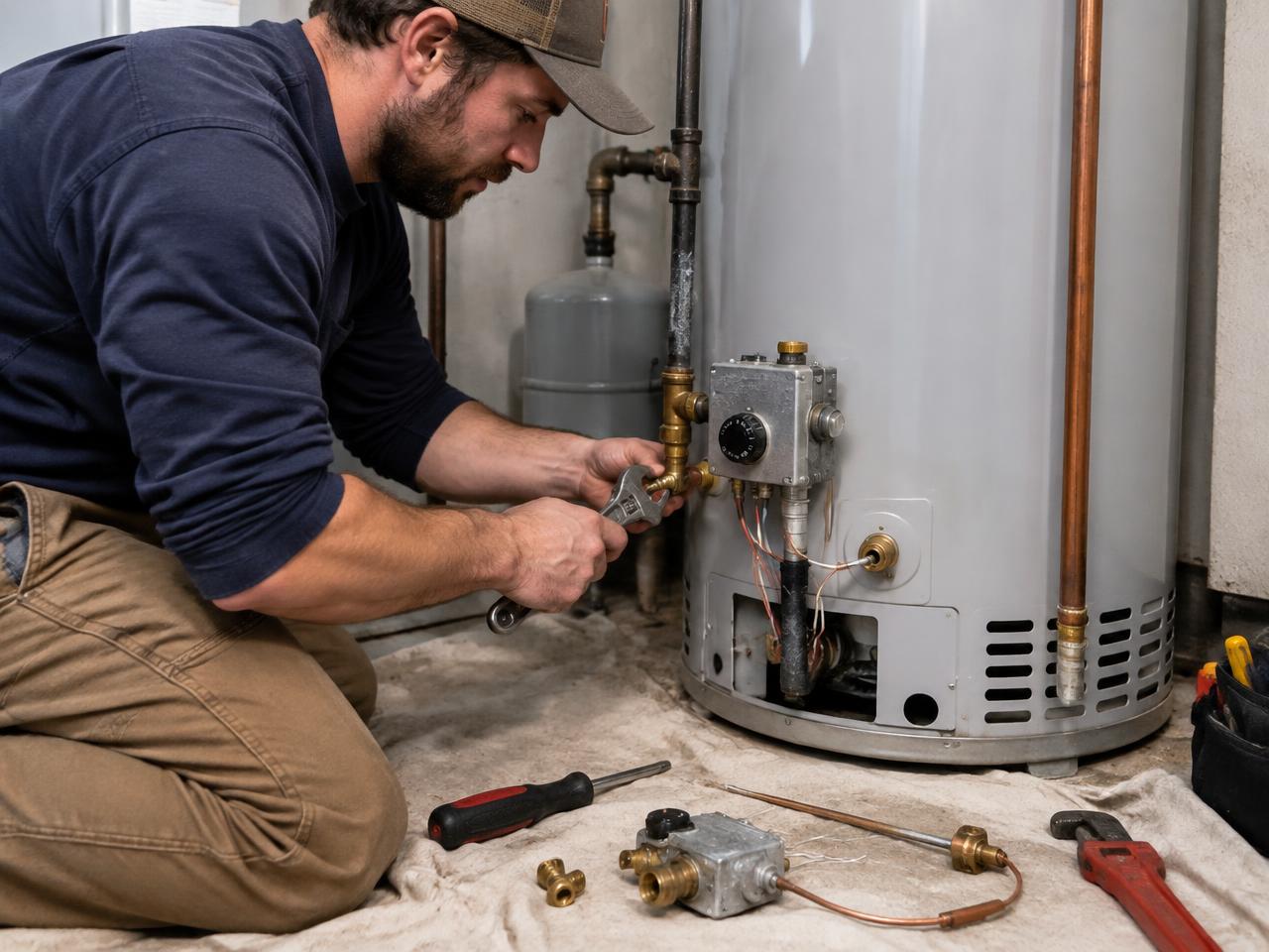 Gas control valve service on a residential water heater