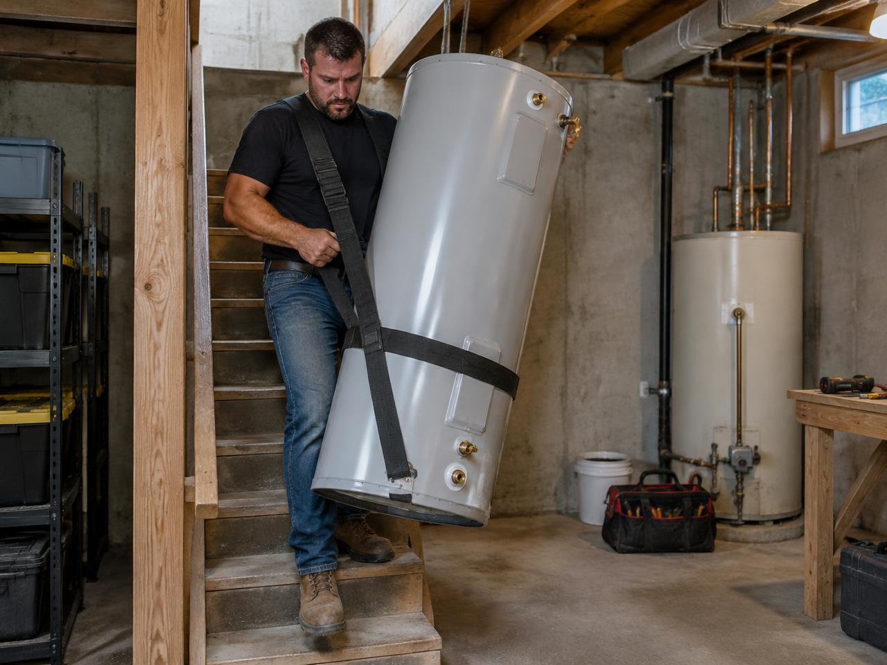 New residential storage tank water heater installed the same day in a Syracuse, NY basement