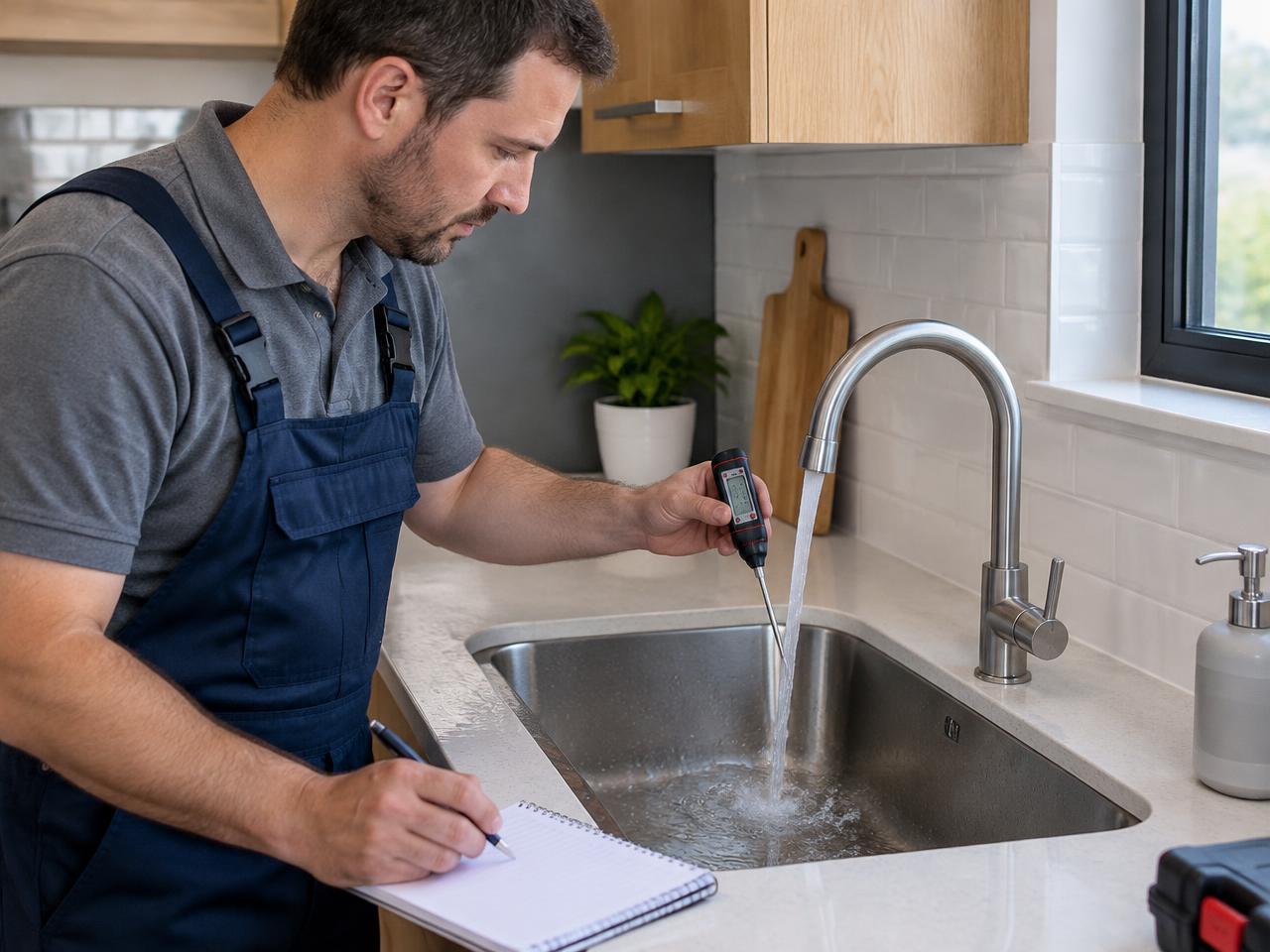 Technician performing a water heater diagnostic on a residential tank in Syracuse, NY