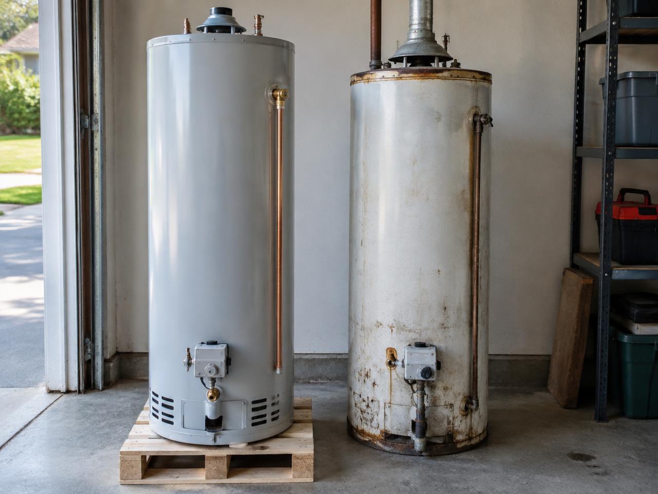 Newly installed residential water heater with clean connections in a Syracuse, NY home