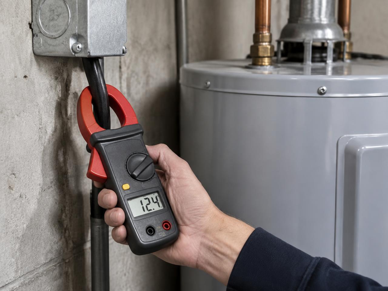 Technician performing a water heater diagnostic on a residential tank in Syracuse, NY