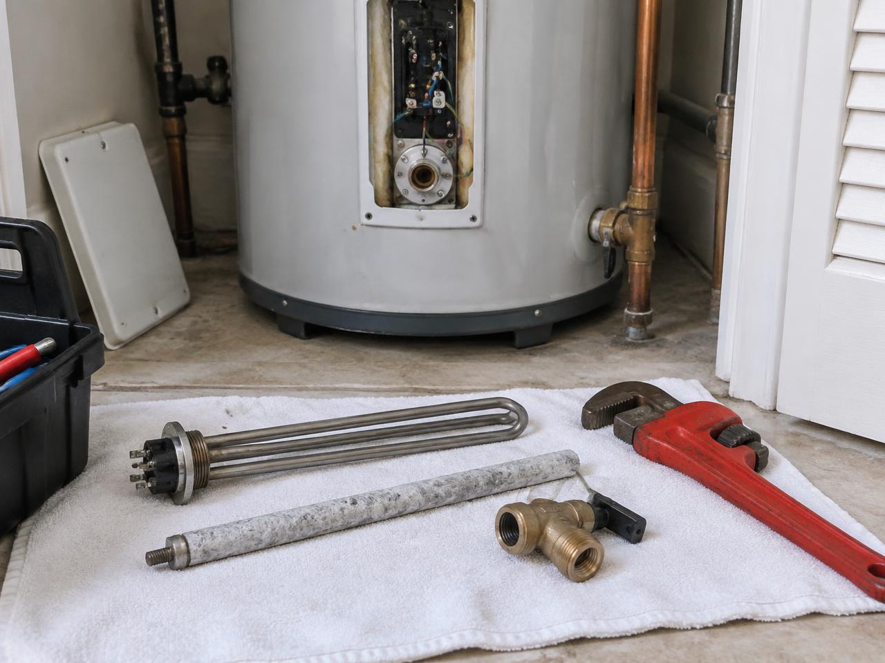 Water heater repair being performed on a gas control valve in a Syracuse, NY home