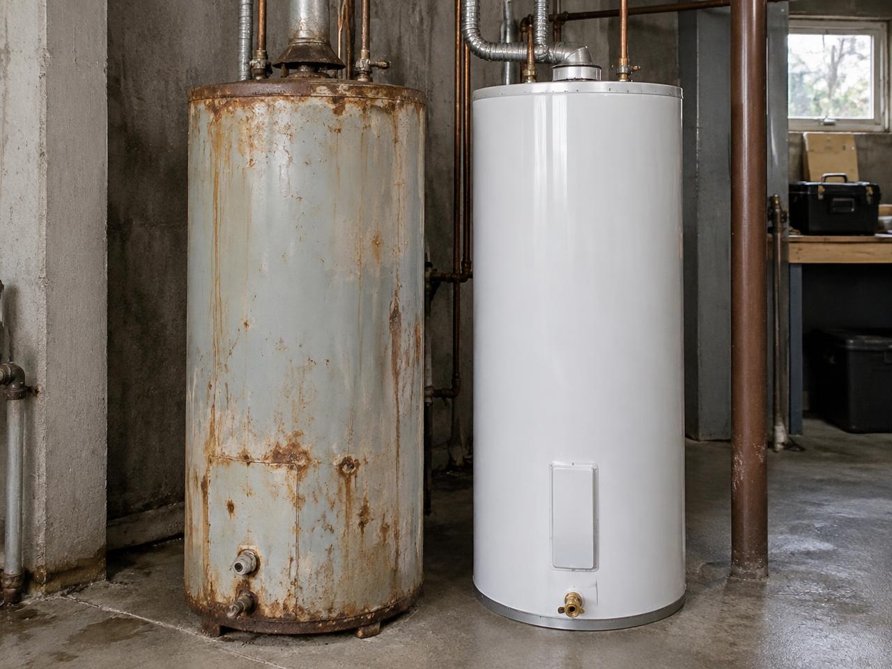 Newly installed residential water heater with clean connections in a Syracuse, NY home