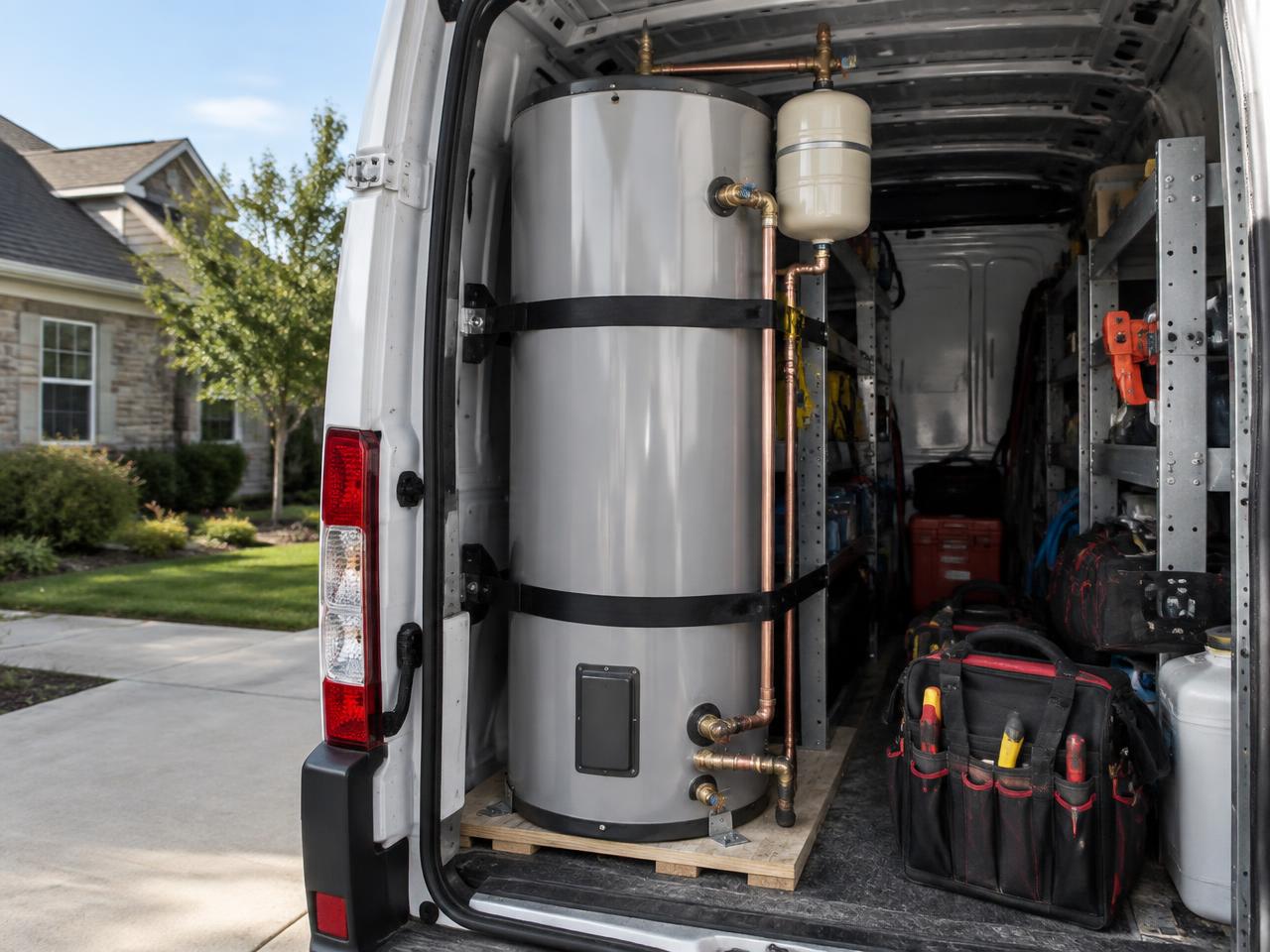 New residential storage tank water heater installed the same day in a Syracuse, NY basement