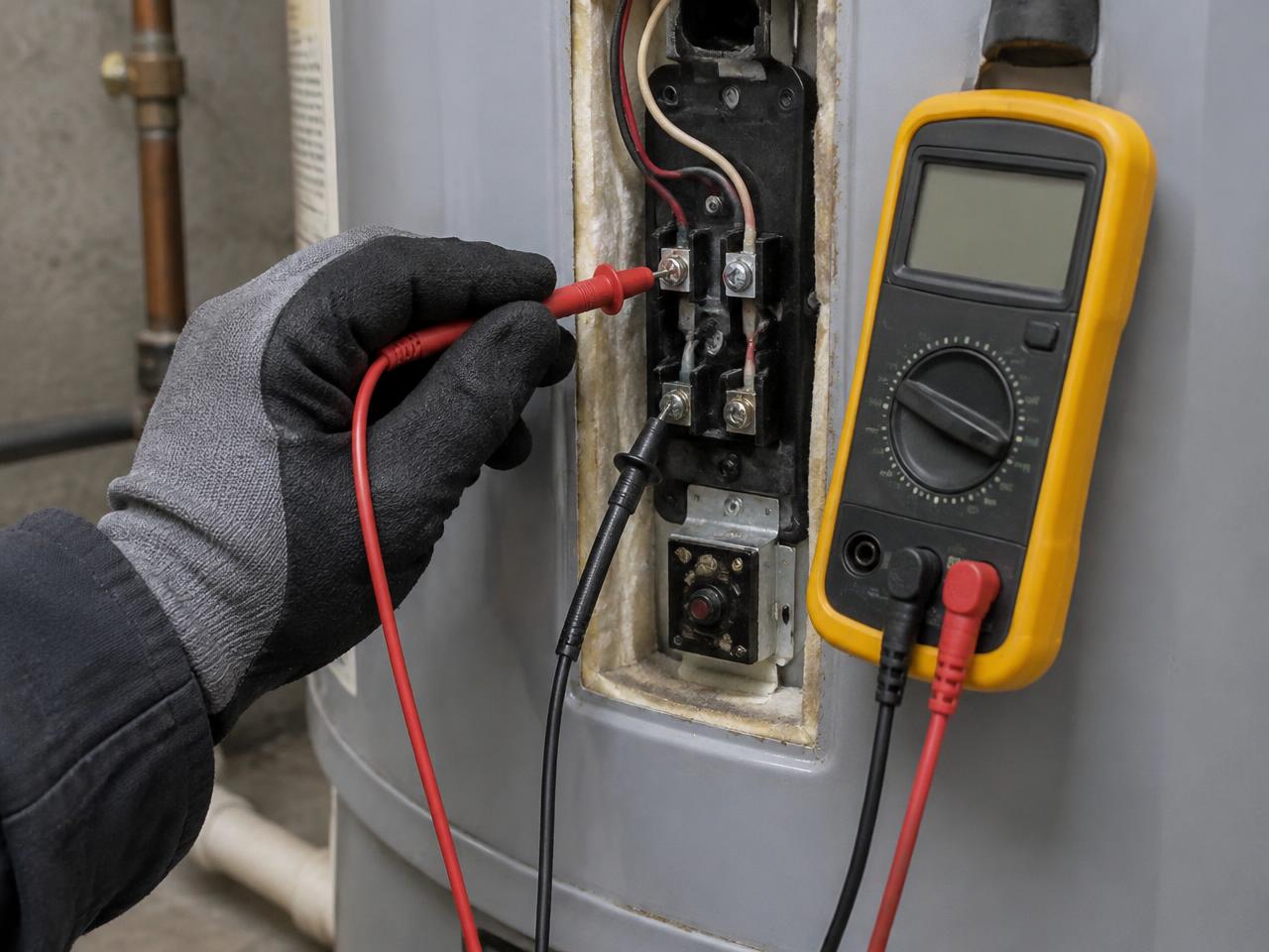 Testing an electric water heater thermostat with a multimeter