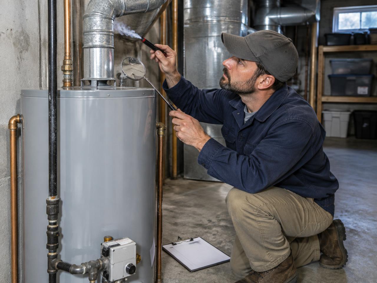 Water Heater Diagnostic work in progress in a Central New York home
