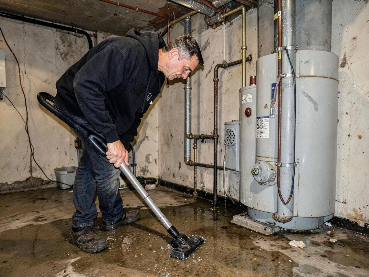 Service van on an after-hours emergency water heater call