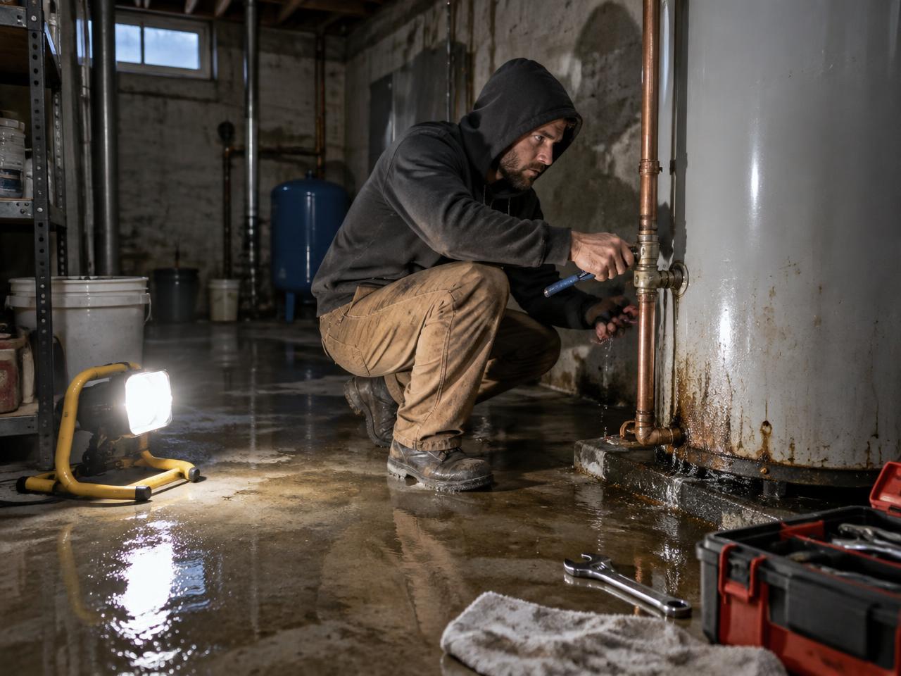 Emergency Water Heater Service work in progress in a Central New York home