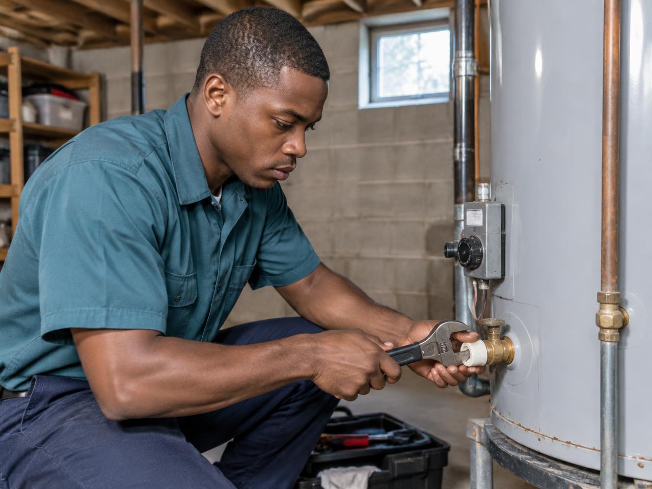 Common water heater repair parts stocked on the service van